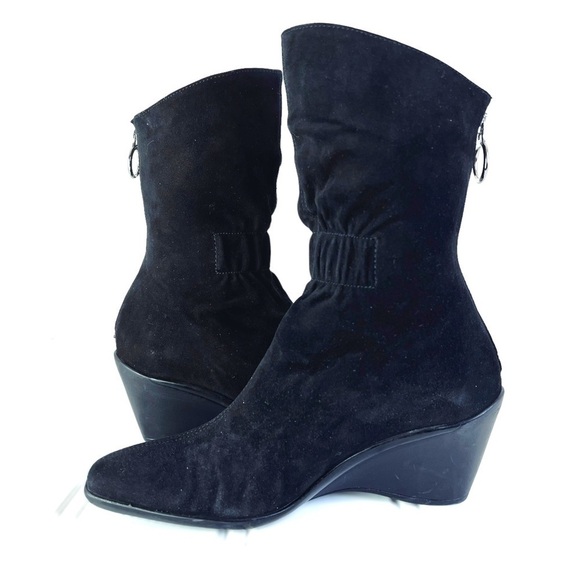 AQUATALIA BLACK LEATHER BOOTS ANKLE WINTER BOOTS PLATFORM MADE IN  ITALY 7.5 - Picture 6 of 13